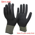 NMSAFETY 13 gauge super soft sandy water pu palm coated gardening glove